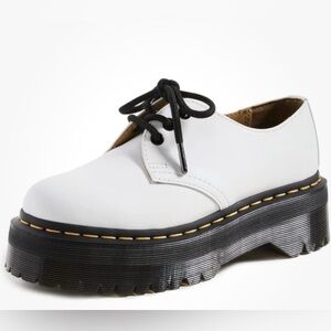 Dr. Martens Quad 1461 White Leather Platform Oxford Shoes Women's Size‎ 5